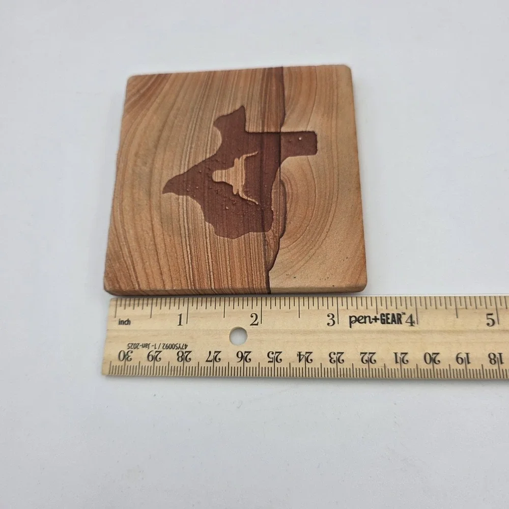 King Ranch Engraved Sanded Tile Coaster Set with Holder Western Horses Texas 9pc
